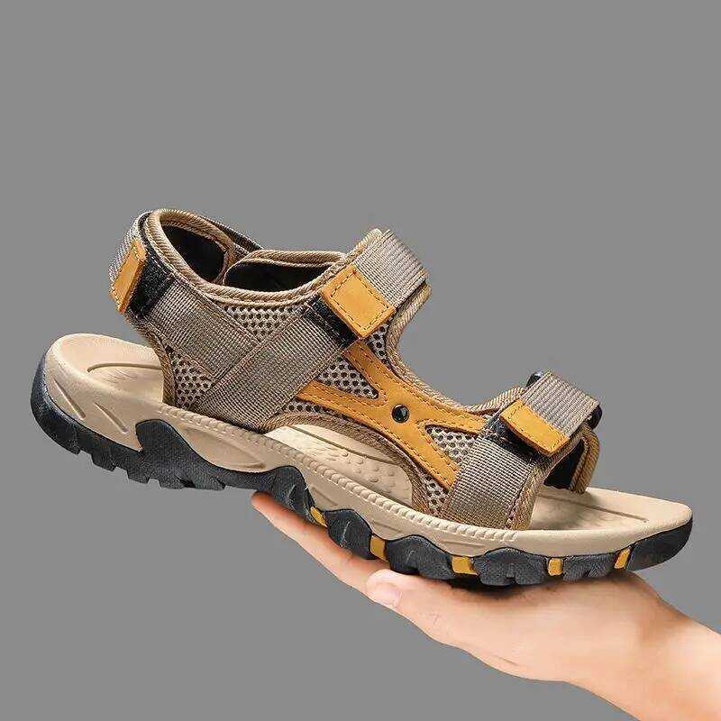 C Vamnie Summer Mens Sandals Beach Leather Sandals For Men Gladiator Sandals Outdoor Sports Male Su