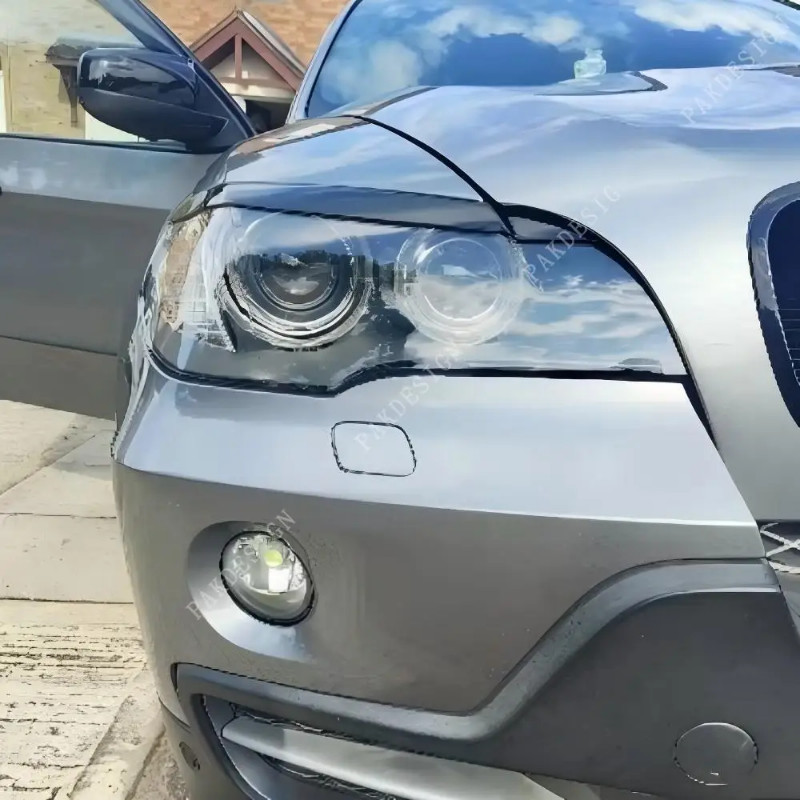 2PCS Headlight Evil Eyebrows Eyelids for BMW X5 E70 30d 48i 30i 35d 40d 30d 50i 35i M50d 2006-2013