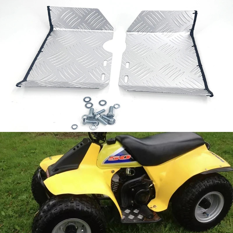 For Suzuki LT50 1985-2003 Foot Plates / Rests / Ankle Protectors. Nerf Bars. MATT BLACK silver