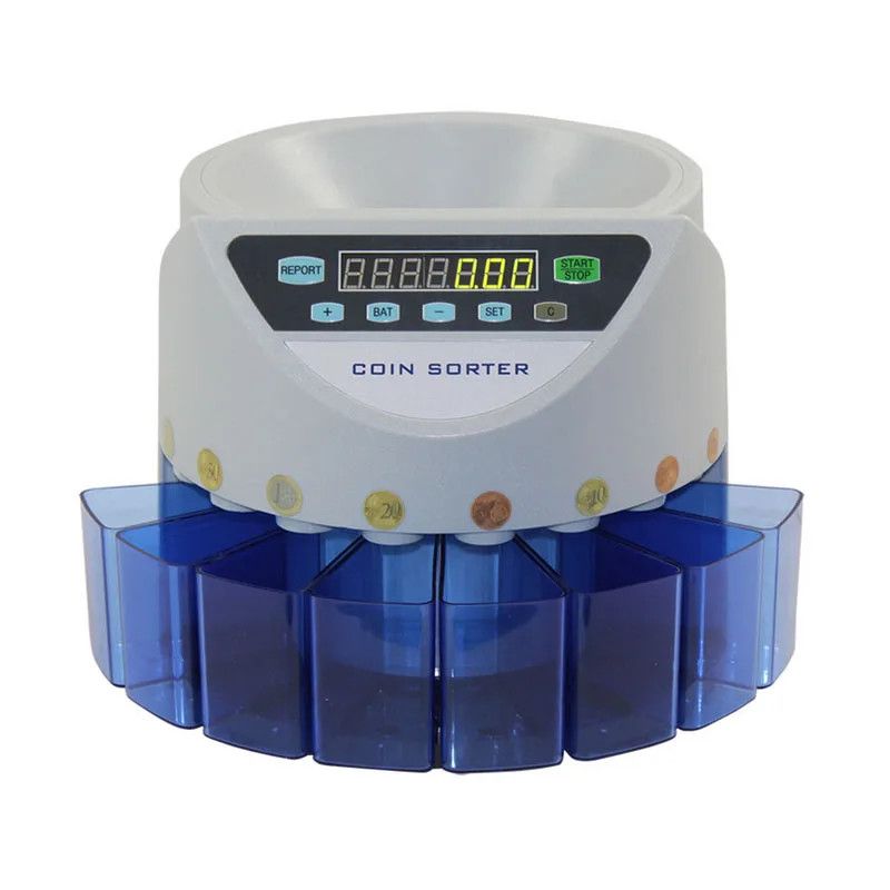 Electronic coin sorter coin counting machine for Euro, GBP, Japanese Yen, Israeli Philippine Dollar