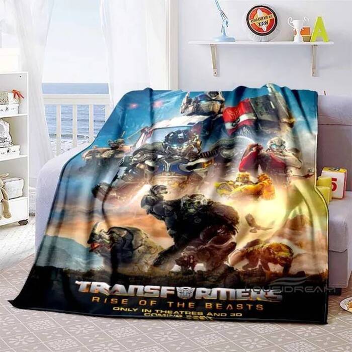 3D T-Transformers การ์ตูน Autobots ผ้าห่ม, ผ้าห่มนุ่มสําหรับบ้านห้องนอนเตียงโซฟา Picnic Travel Office Rest ฝาครอบผ้าห่ม001