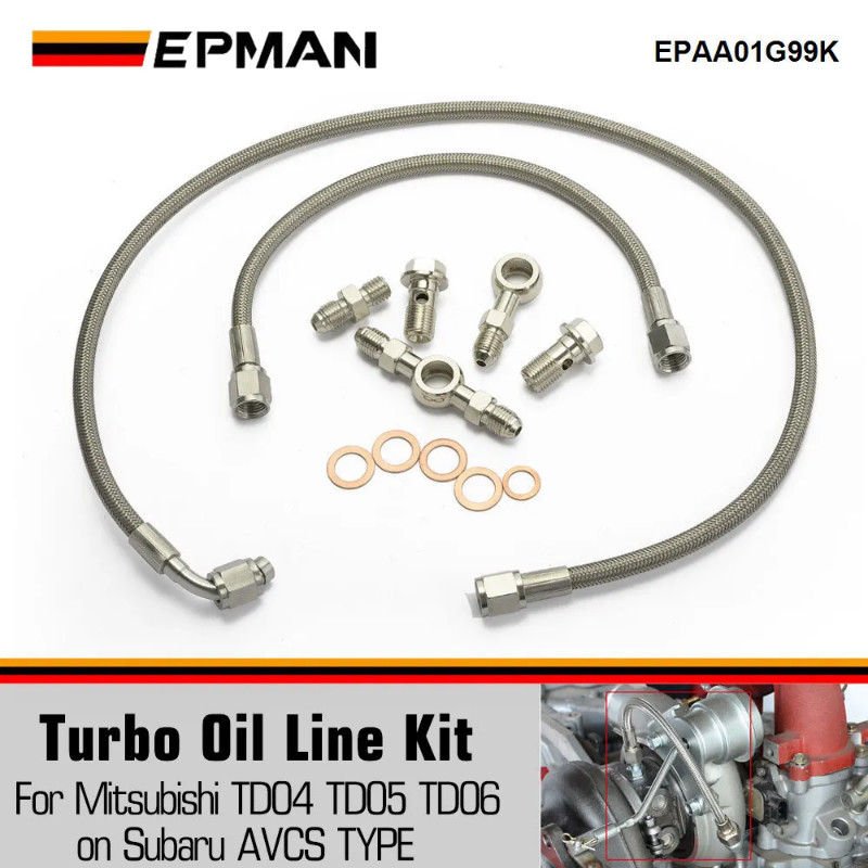 EPMAN Turbo Oil Feed Line Kit For Subaru AVCS Mitsubishi TDO4 TDO5 TD06 Turbo Chargers & Parts EPAA