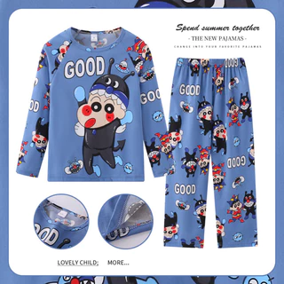 Bulk Discount Children Long Sleeve Round-Neck Pajamas Playful Spiderman Boy's or Girls' Loungewear for 4 - 5 years