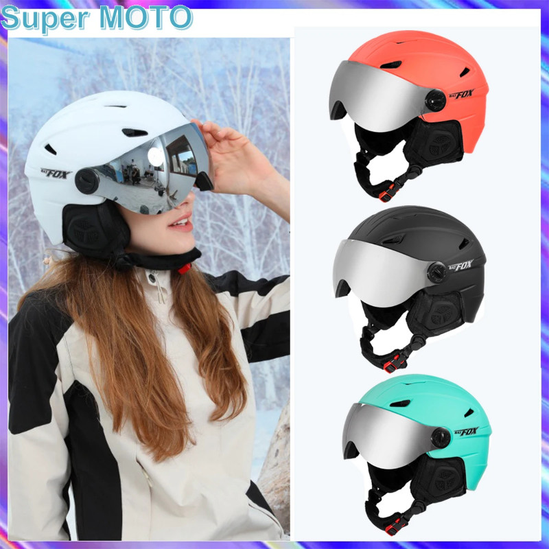 New Ski Helmet Half Face Colour Lens Helmet  Anti-Collision Sunscreen Winter Warm Snow Capacete Sno