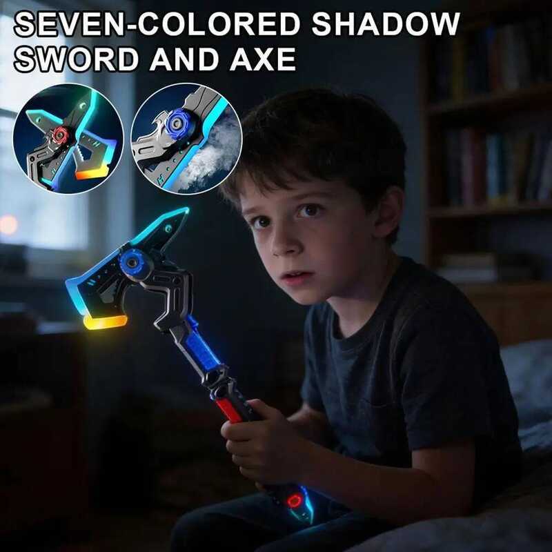 C 2-In-1 LED Light Up Sword & Axe Toy 7-Color Shadow Tactical Weapon Type-C Rechargeable Luminous B