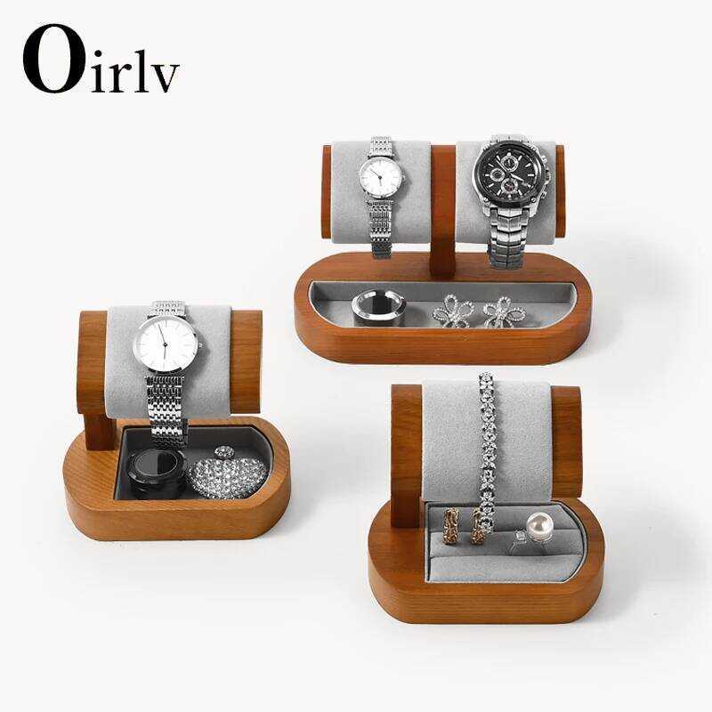 C Oirlv New Retro Wood Watch Bracelet Bangle Display Holder Stand Rack Retail Shop Showcase Brazale