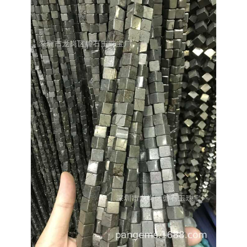 ลูกปัดหินธรรมชาติ Pyrite ก้อนหยาบสำหรับ DIY สร้อยข้อมือและสร้อยคอมือใหม่