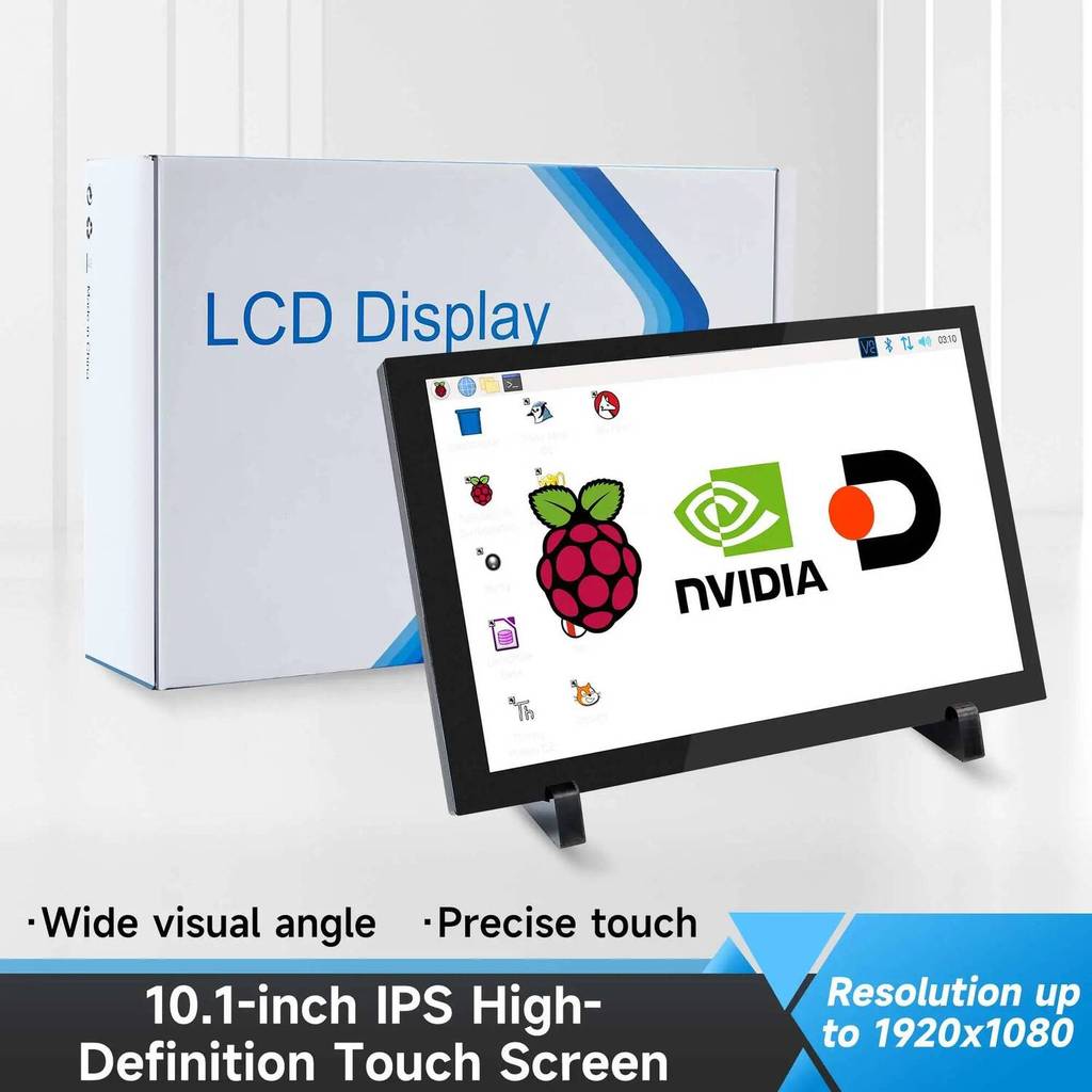 จอแสดงผล LCD หน้าจอสัมผัสแบบ Capacitive ขนาด 10.1 นิ้วพร้อมขายึดสําหรับ Raspberry Pi 5 Jetson NANO O