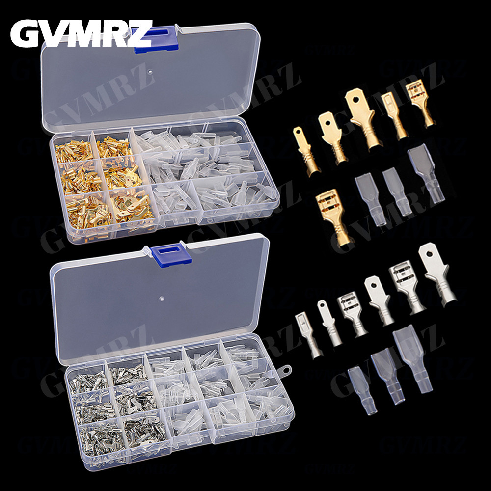 270 ชิ้น/กล่อง 2.8 มม. 4.8 มม. 6.3 มม. CRIMP Terminals ฉนวนซีลสายไฟตัวเชื่อมต่อ CRIMP Terminal Connector Assortment Kit