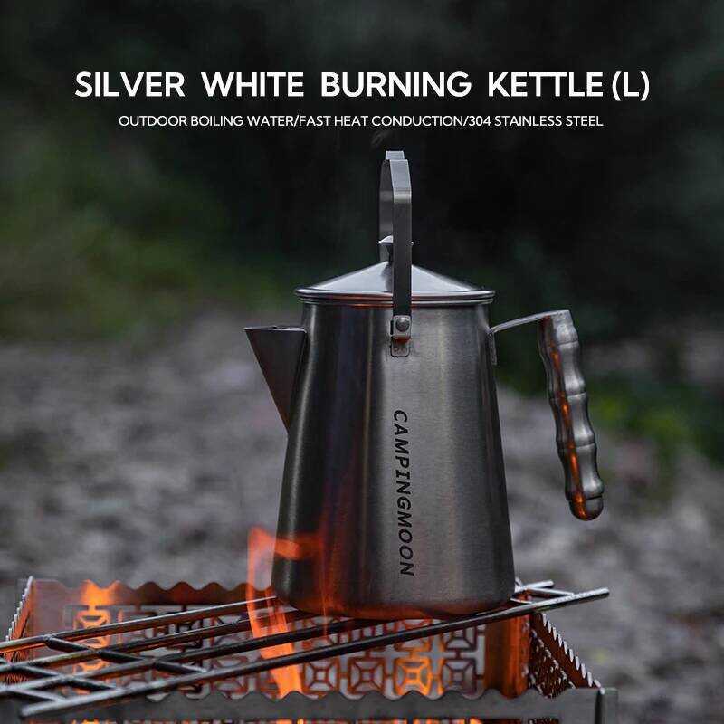 C Campingmoon Sw-6 Stainless Steel Outdoor Camping Boig Kettle Portable Large Capacity Durable BBQ