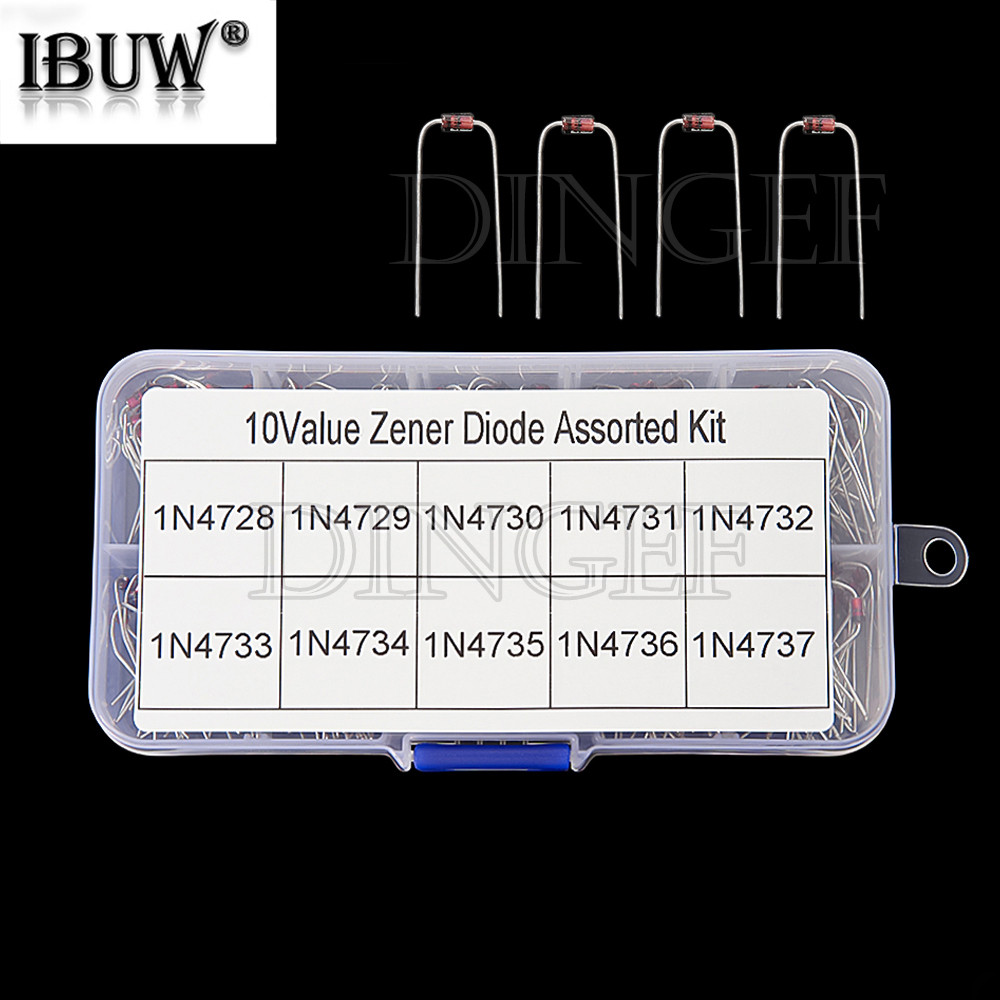 200 ชิ้น 1 วัตต์ Zener ไดโอด Assortment กล่องชุด 1N4728 1N4729 1N4730 1N4741 1N4732 1N4733 1N4733 1N