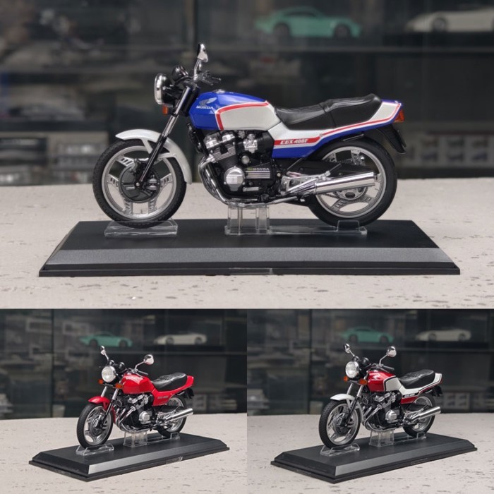 Aoshima Aoshima 1/12 Honda CBX 400F รถจักรยานยนต์สําเร็จรูปรุ่นสีแดงสีขาวสีฟ้าคอลเลกชันของขวัญให้