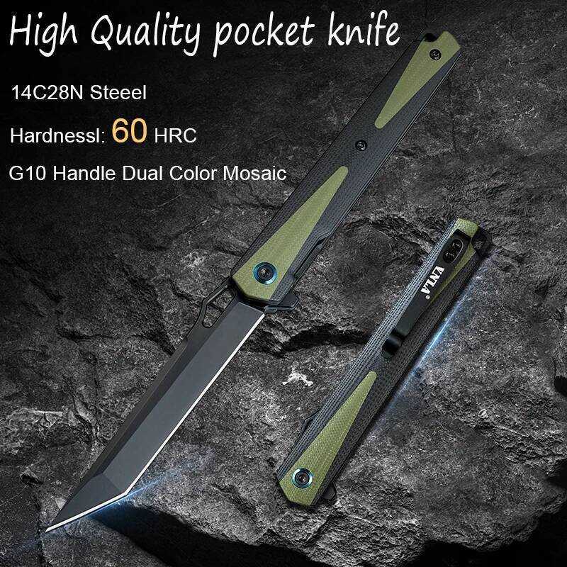 C Sandvik 14C28n Steel Blade Pocket Knife, Portable For Camping Huntin, EDC Tool Tactical