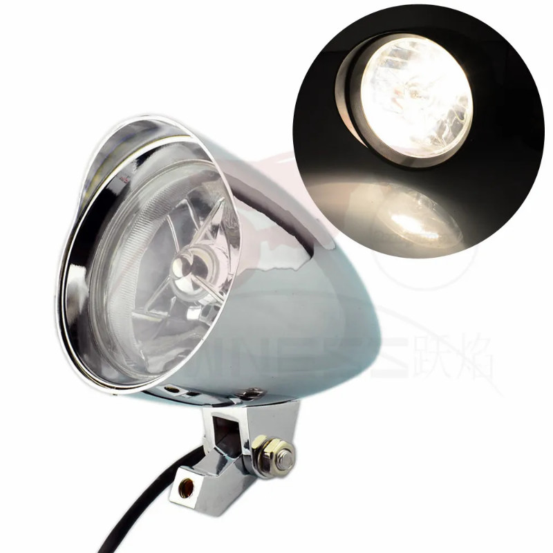 Motorcycle Aluminum Tri Bar 4.5"  Bullet Headlight Lamp For Harley Sportster XL Dyna Softail FXR FX