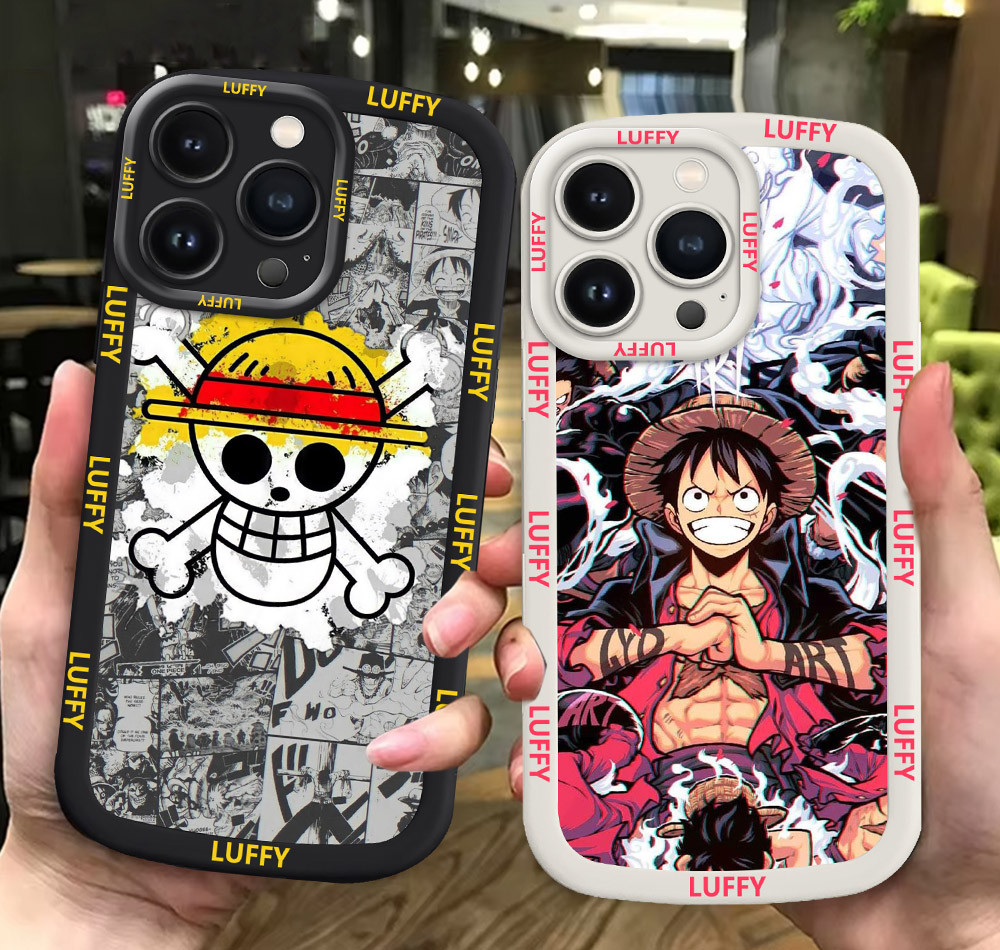 G10 One Piece Luffy ขาวดำเคสโทรศัพท์หรับ iPhone 16 17 Plus Pro Max ปก