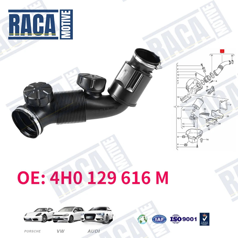 For Audi A8 D4 Quattro 3.0L V6 2013-2018 Car Engine Air Intake Hose 4H0129616M 4H0129616N 4H0129616