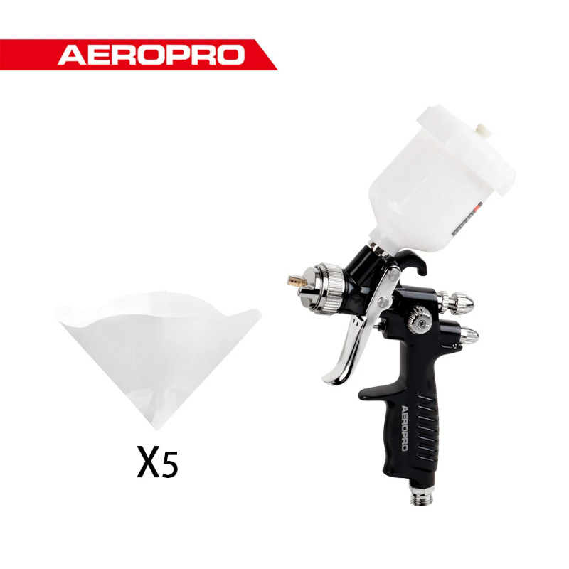 AEROPRO HVLP Spray Gun A606 Pro+5 paper funnels Touch Up Series Auto Refinishing Air Spray Gun 1.0m