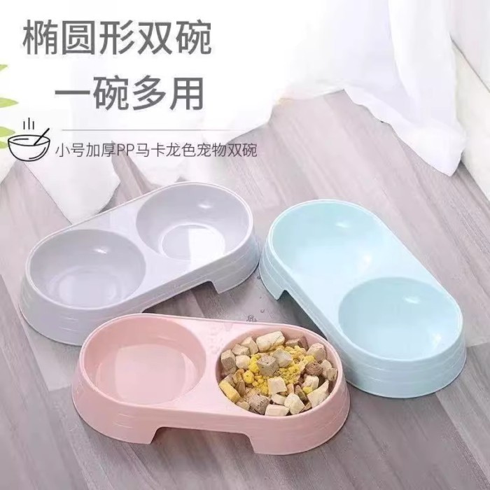 ขายส่ง ชามคู่สัตว์เลี้ยง ชามแมว pet double bowl อ่างแมว macaron สีcandy pet ชามให้อาหารmacaron pet