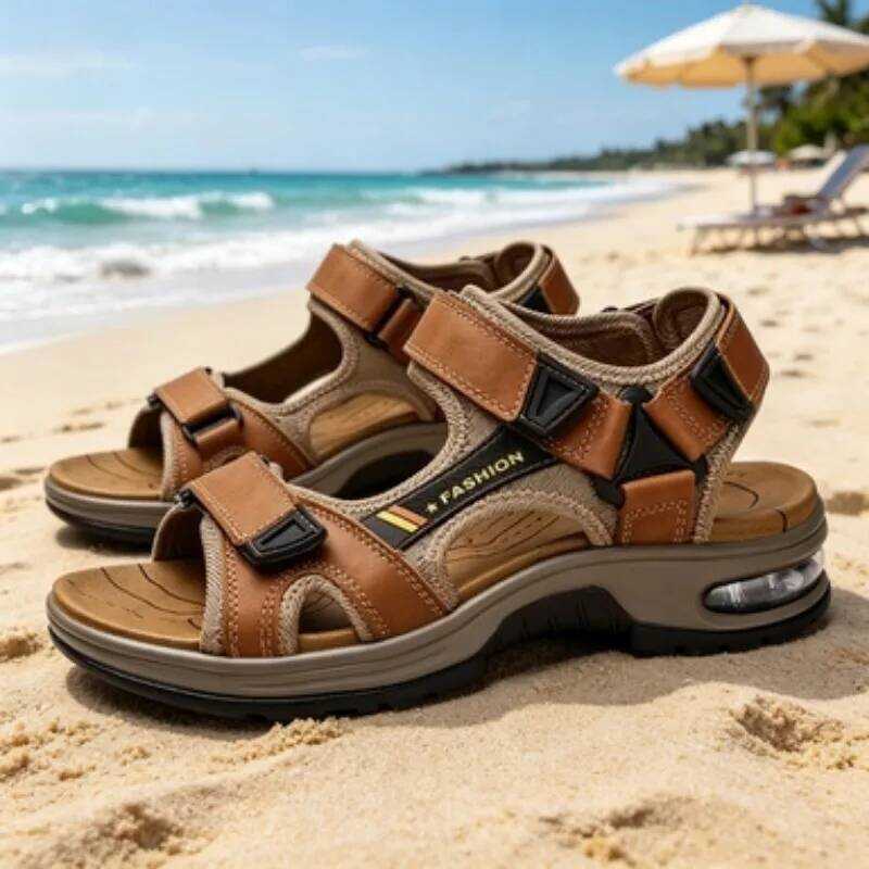 C Brand Summer Men's Sandals Genuine Leather Men Slippers Gladiator Men Beach Sandals Soft Comforta