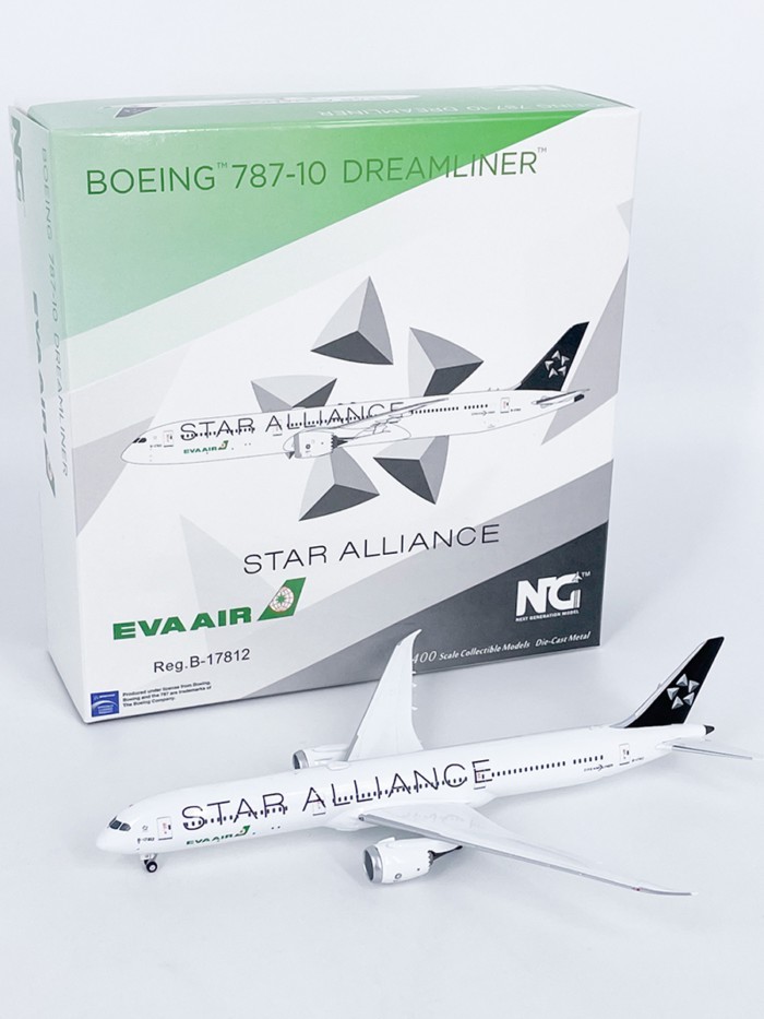 1: 400 EVA Air B787-10 Starry Sky League B-17812 เครื่องบินรุ่นโลหะผสมคอลเลกชัน NG