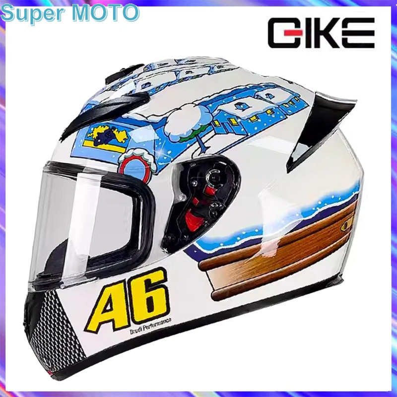 NEW QIKE Motorcycle Helmet Accessories Men Full Face Cascos DOT Certification Track Racing Red Blue