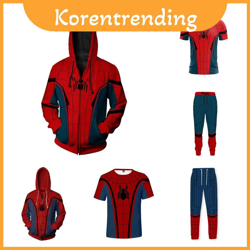 ชุดคอสเพลย์ Amazing Spider-Man.Zip Hoodie และกางเกง Hip Hop สำหรับผู้ชาย
