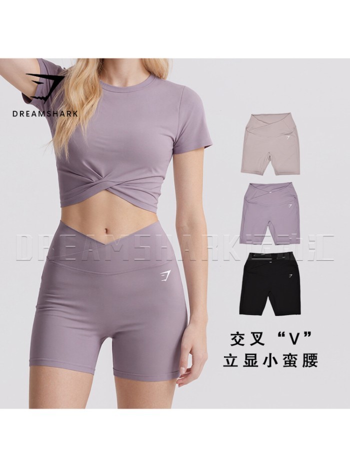 GYMSHARK CROSSOVER SHORTS กางเกงขาสั้นสำหรับโยคะ สไตล์ทึบ สำหรับผู้หญิง