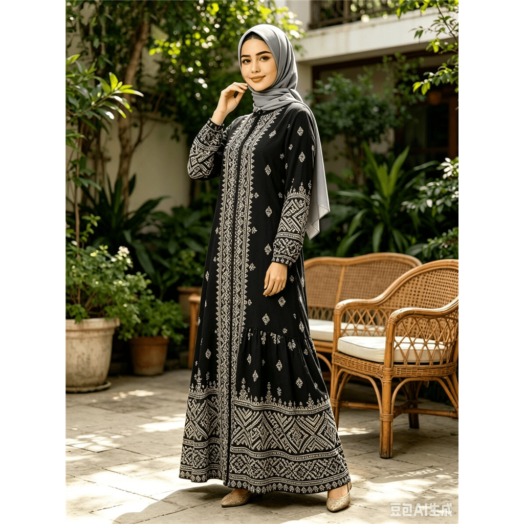 ผู้หญิงดอกไม้ปุ่มลง Abaya Maxi ชุด, Elegant แขนยาวเจียมตัวมุสลิมชุด,ลําลองหลวมอิสลามสวดมนต์ Robe สําหรับ Ramadan/Eid Shirtdress 54
