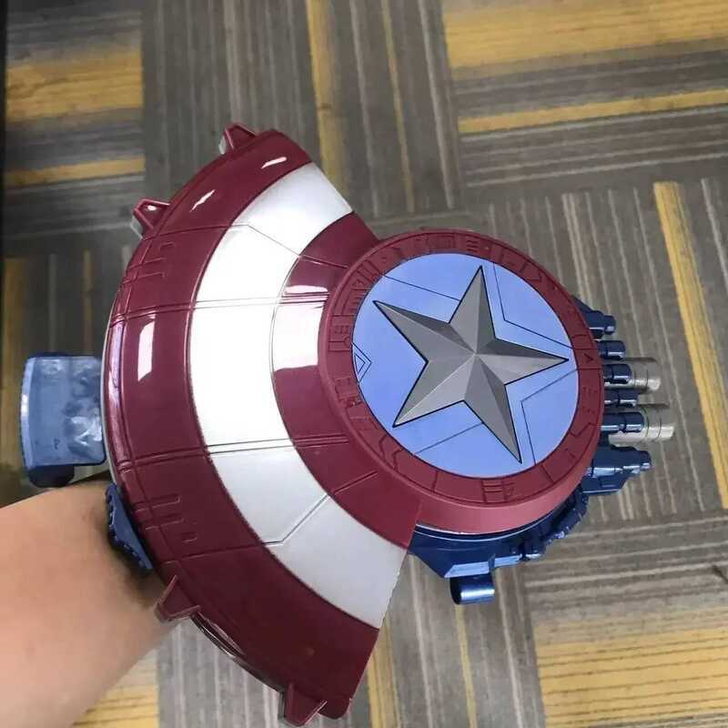 C Cosplay Captain America Shield Launcher Soft Bullet Gun Toy Gun Boy Helmet Luminous Children's To