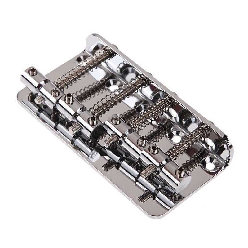 C 4-String Bass Bridge With Screws Tailpiece Fixed Saddle Rustproof Chrome Bass Bridge Musical Inst