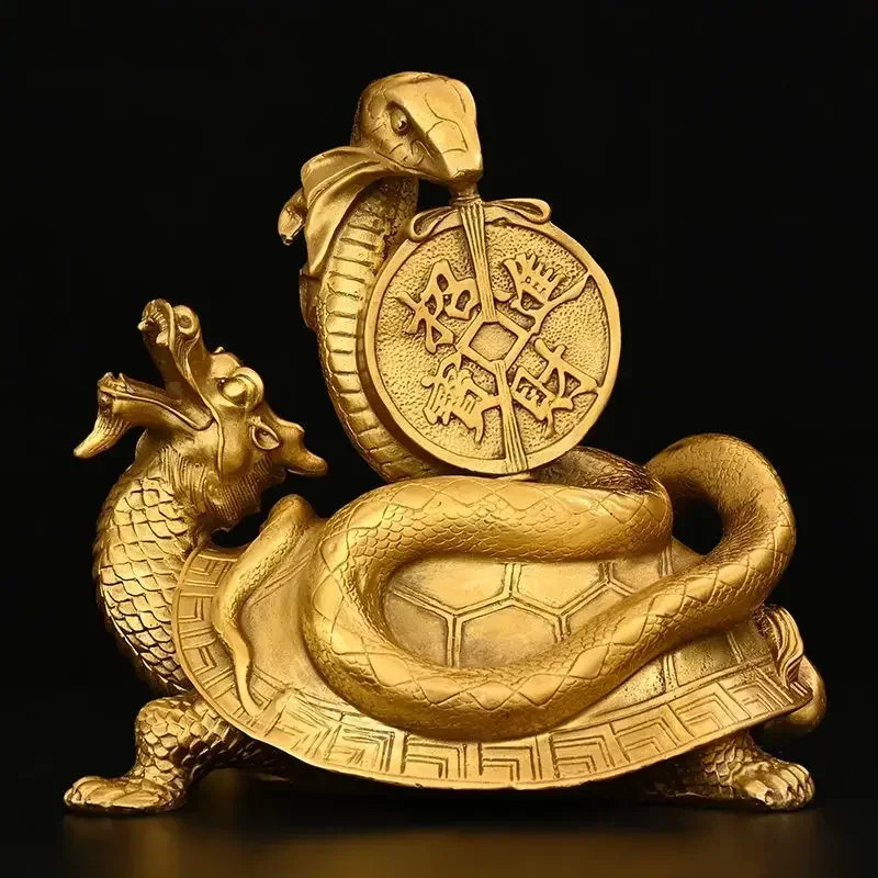 Four Spirit Animals Turtle Snake Full Copper Home Store Decoration Xuanwu Ornaments Turtle Home Scu