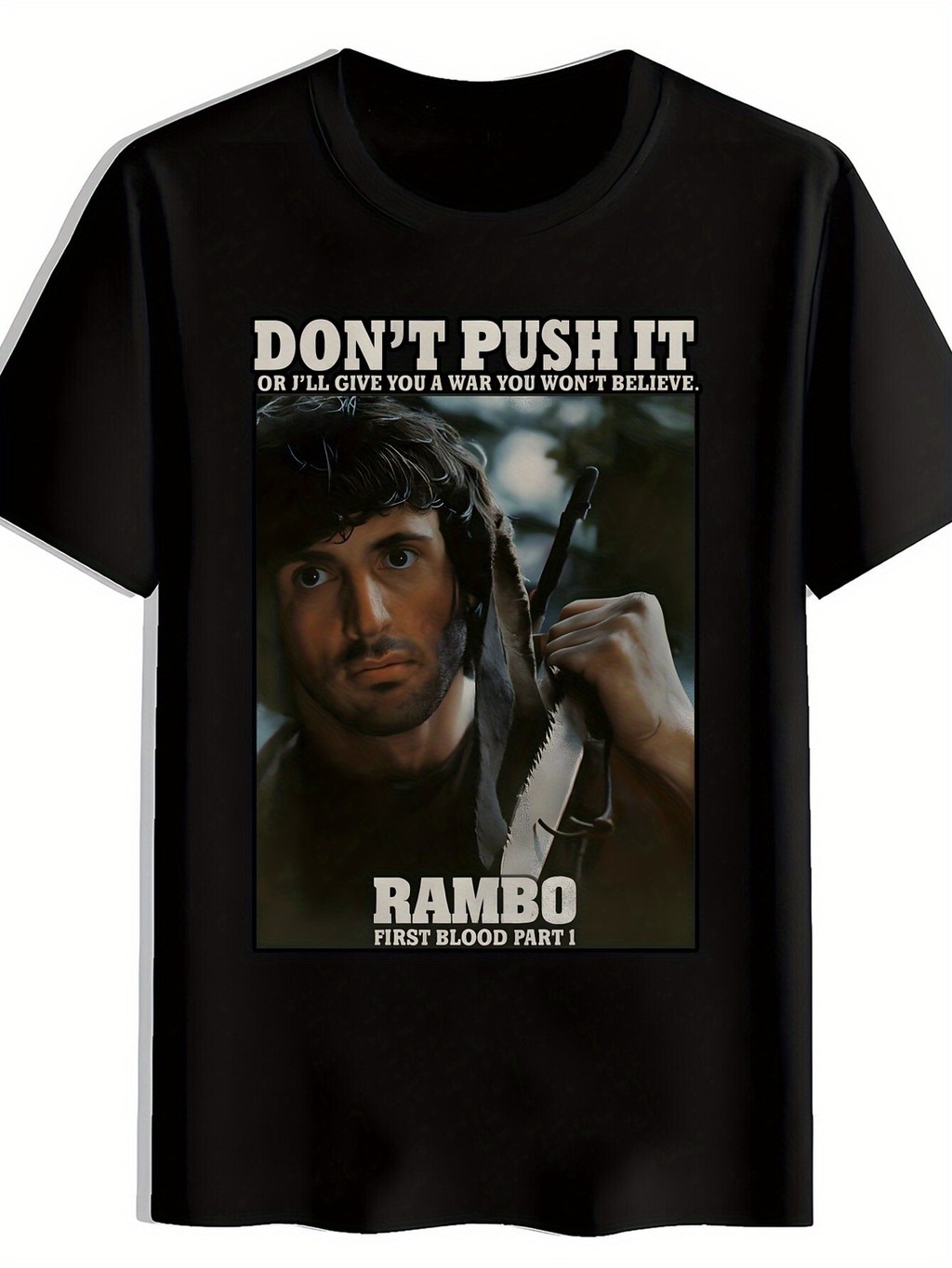 เสื้อยืดRambo-inspired สำหรับผู้ชาย ออกแบบจากภาพยนตร์คลาสสิค โพลีเอสเตอร์คอกลม เหมาะสำหรับฤดูร้อน