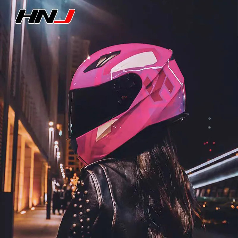 HNJ Full face Motorcycle Helmet Double Lens Motorbike Helmet Casco para moto DOT Certification off-