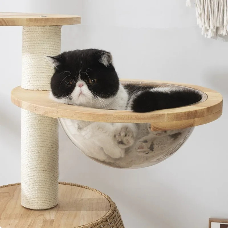 Multifunctional Cat Tree House Large Multi-layer Cat Climbing Frame Solid Wood Cat Tree Scratch-res