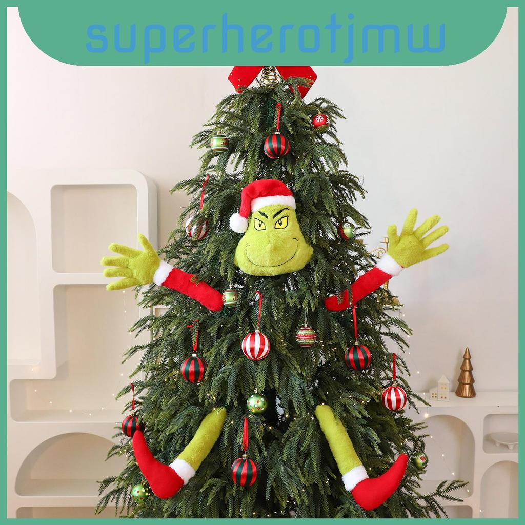 ของเล่นคริสต์มาสตุ๊กตา Grinch พร้อมผ้ากํามะหยี่นุ่มสําหรับการนําเสนอของขวัญตกแต่งวันหยุดและ