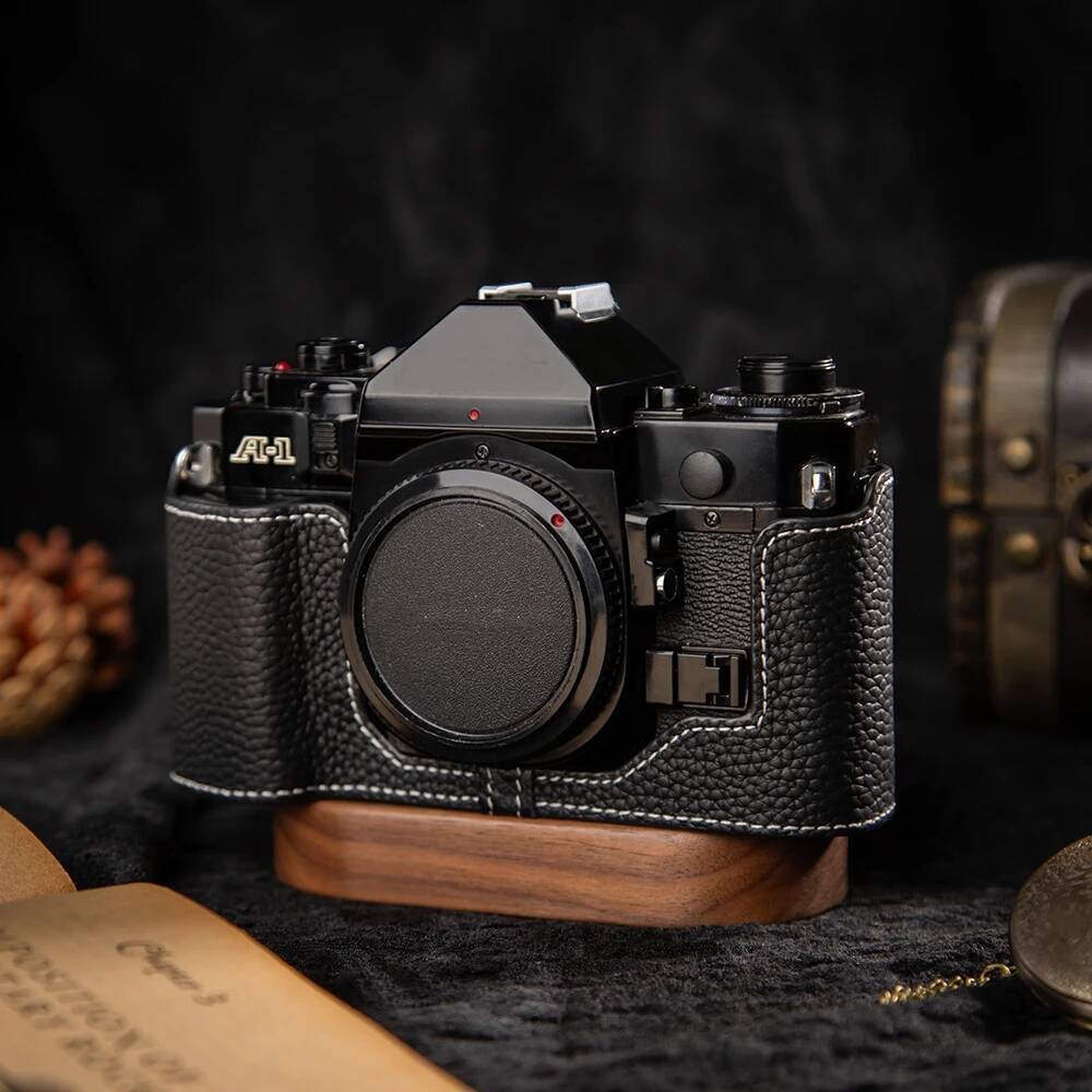 A1 ครึ่งกระเป๋า Retro AE1 สําหรับ Canon AE- 1 A-1 AE1 A1 กรณี 1 ของแท้หนังครึ่ง AE 1 Handmade กระเป๋