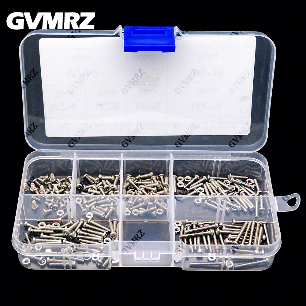 230 ชิ้น M2 Phillips สกรูถั่วสลักเกลียว 304 สแตนเลสปุ่มหัวหมวกสกรูชุด Assortment ชุดสกรูขนาดเล็กชุดกล่องเก็บ