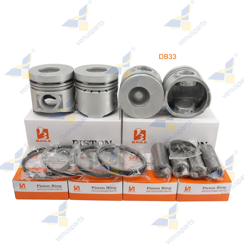 For Doosan DB33 DB33A Overhaul Rebuild Kit Piston Rings Set Engine Parts 65.02501-0206 102*3+2.5+5m