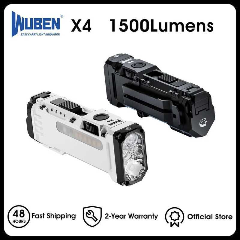 C WUBEN X4 EDC Flat Flashlight With RGB Light, 1500 Lumens Mini Flashlight With Tactical Switch And