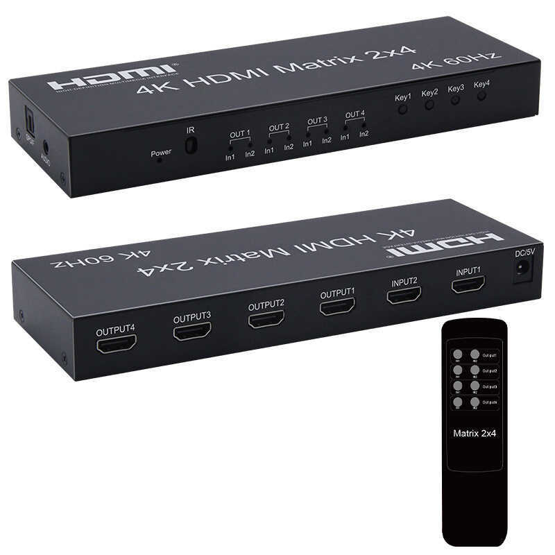 HDMI Matrix 2X4HDMI2 In 4 พร้อมตัวสลับเอาต์พุตเสียงแยก 2X4 Matrix 2.0