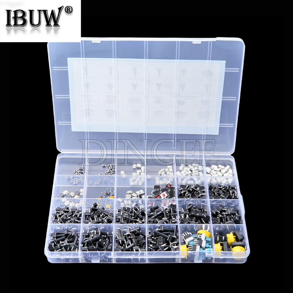 460PCS 24 ค่า Tactile Push Button Switch SMD Micro Momentary Tact Switch Assortment Kit สําหรับรีโมท