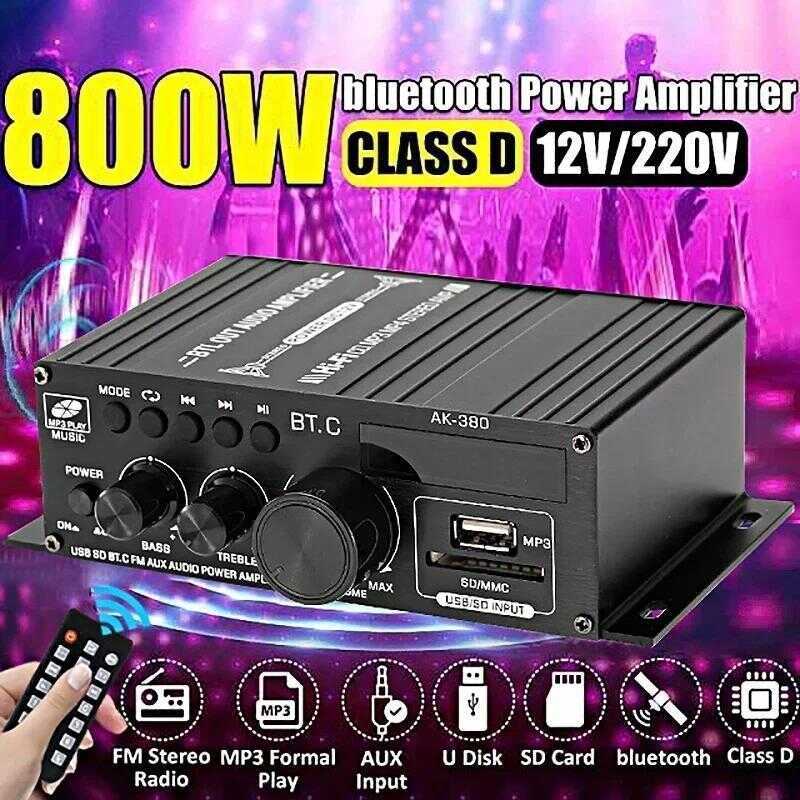 บลูทูธ AK380/AK370/AK170 800W, สําหรับโฮมเธียเตอร์ระบบเสียงสัญญาณคาราโอเกะ 2 ช่องเครื่องขยายเสียง Cl