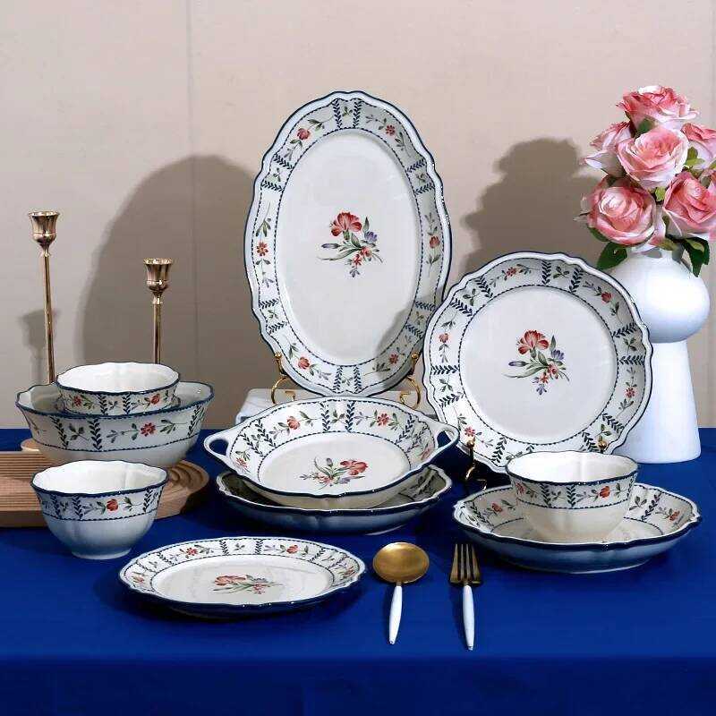 C Medieval Ceramic Plates Plates Bowls Tableware Wer Rice Bowls Lace Plates Restaurant Dishes Soup