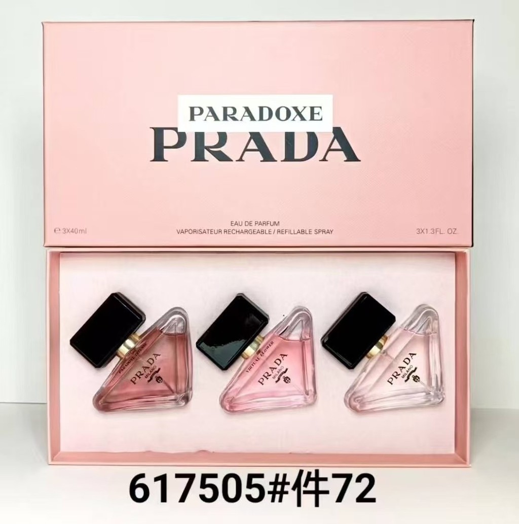 แฟชั่นขายตรงพิเศษ/60 Prada I Benmo Perfume Medium Sample 30ml กล่องแป้งชุดสามชิ้น!บรรจุ 30มล * 3 พร้