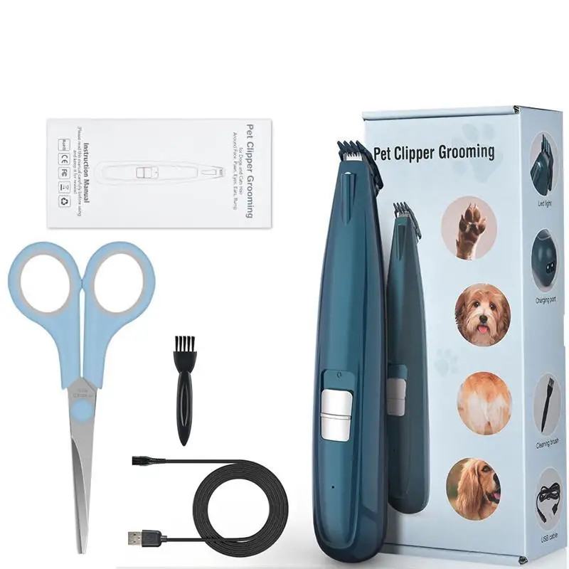 Pet foot shaving kit cat and dog foot hair trimmer USB with light pet foot hair trimmer