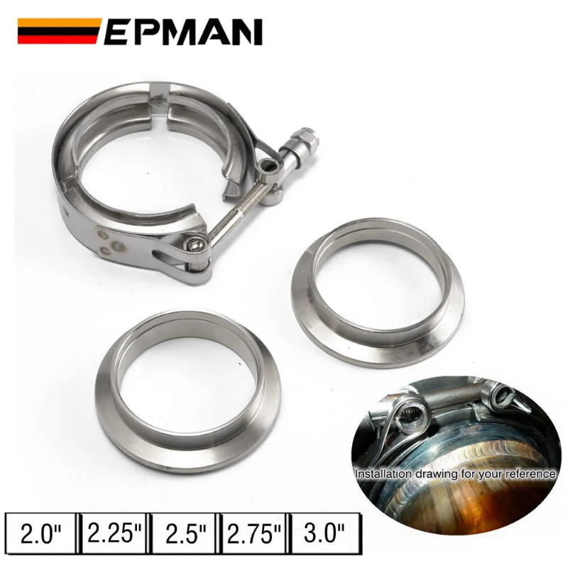 EPMAN 2",2.25",2.5",2.75",3" / 51mm,57mm,63mm,70mm,76mm V-band Clamp Fit All Style Exhaust System E