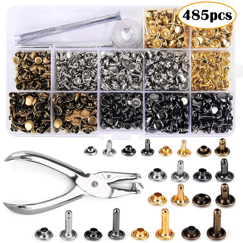 124/245/485pcs Metal Snap Button Press Stud Rivet Button Snap Fasteners for Leather Craft Bag Belt