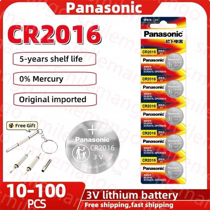 Panasonic แบตเตอรี่ลิเธียม แท้ 10-100 ชิ้น Cr2016 3V Cr 2016 Br2016 Dl2016 Lm2016 สำหรับกุญแจรถ รีโ