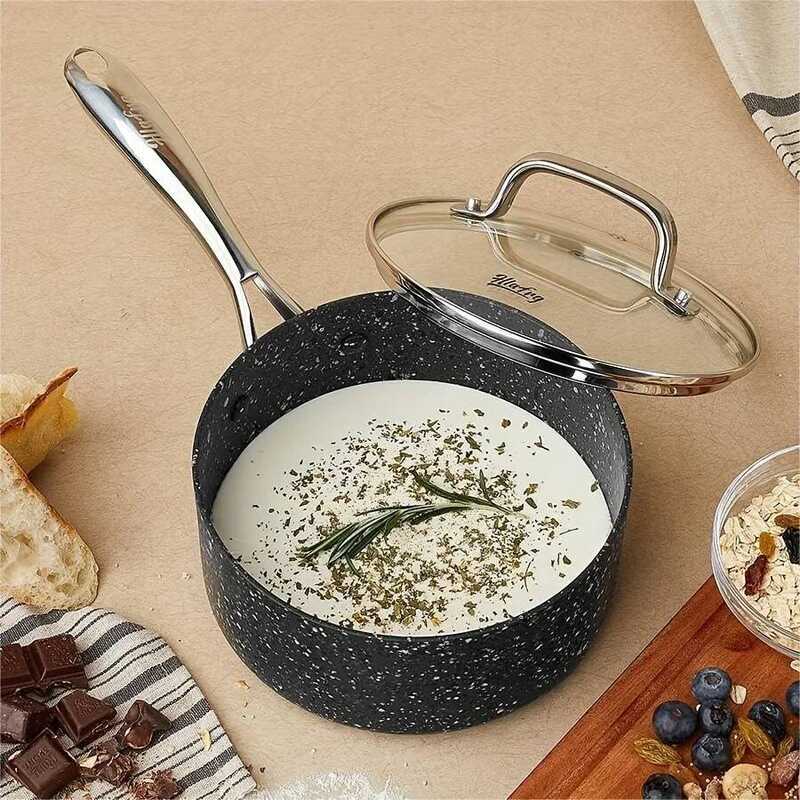 C 1Pcs Saucepan With Lid, Ultra Nonstick Sauce Pan With Lid, 1Qt Small Pot, Granite Nonstick Saucep