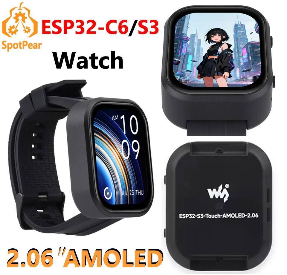 ESP32-C6 2.06 นิ้ว AMOLED Touch นาฬิกา Development Board ESP32-S3 2.06 นิ้ว DeepSeek AI Voice Chat